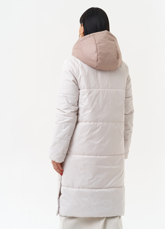 фото Женское утепленное полупальто с капюшоном модель № 30090