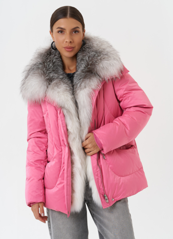 Пуховик с мехом чернобурки