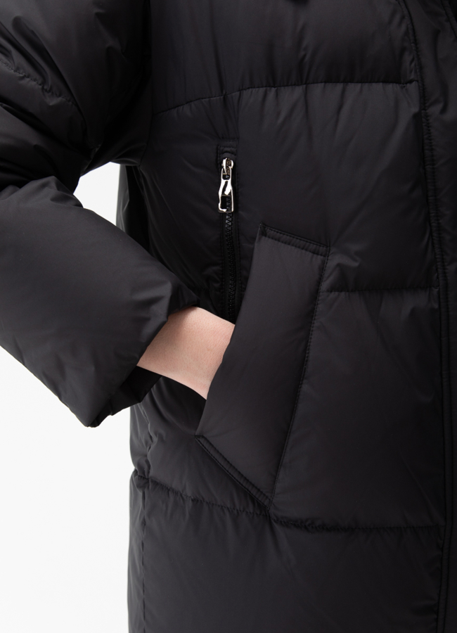 Женский пуховик с капюшоном  модель № 28385 универмаг малина