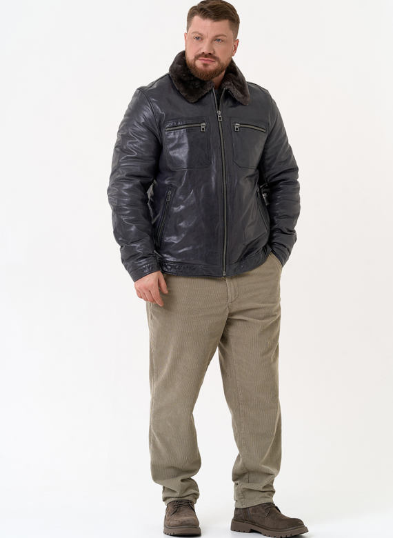 Куртка из натуральной кожи с отделкой из овчины