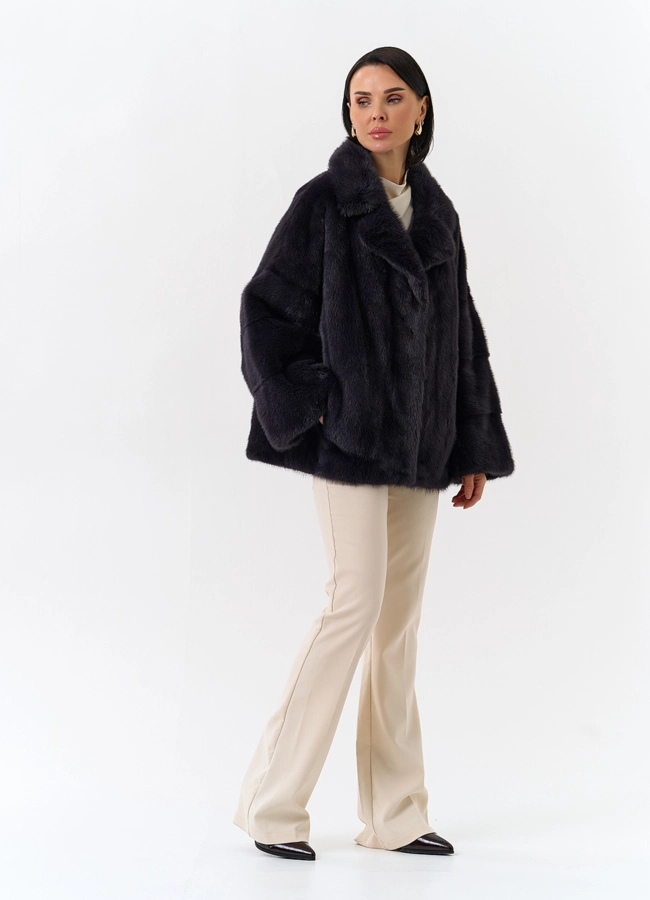 фото Шуба из меха норки с английским воротником модель № 31874
