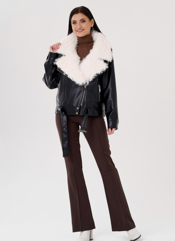 Куртка косуха на утеплении с отделкой натуральный козлик