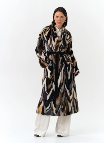 Шуба из норки в стиле пэчворк