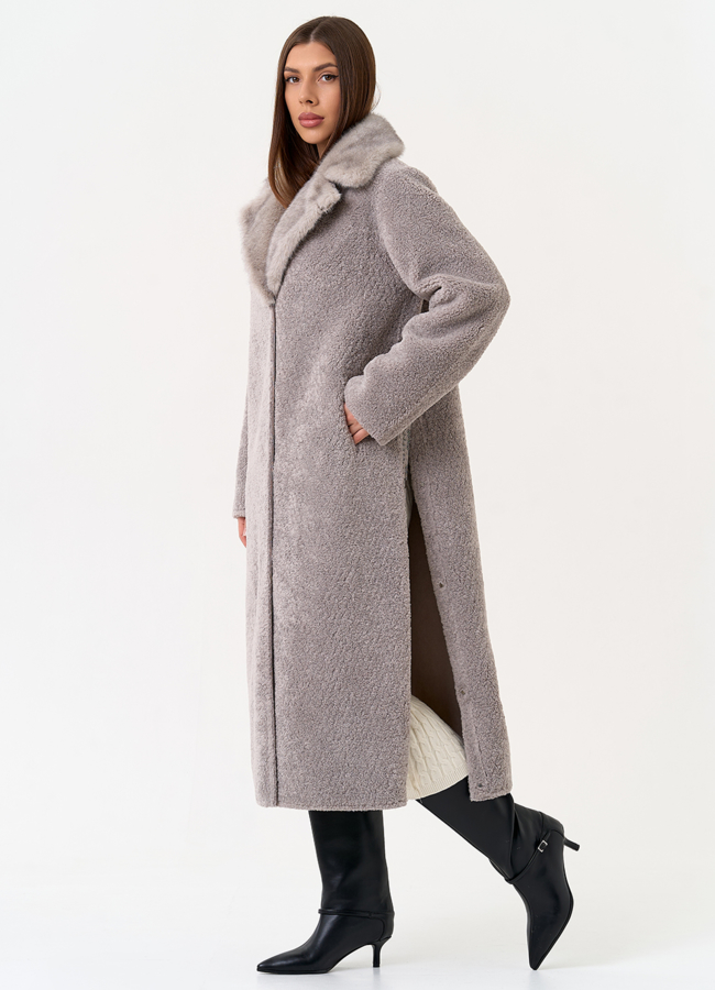 Женская двухсторонняя дубленка из эко замши модель № 31512 в рассрочку