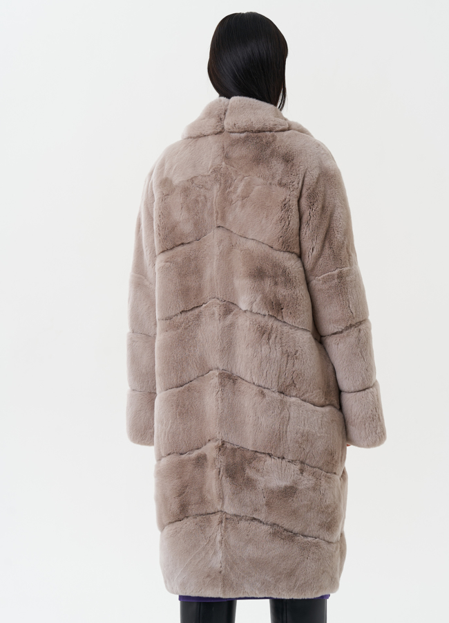 Шуба из меха кролика с английским воротником модель № 27821 универмаг малина