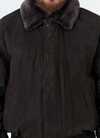 Куртка пилот из натуральной кожи с отделкой из овчины
