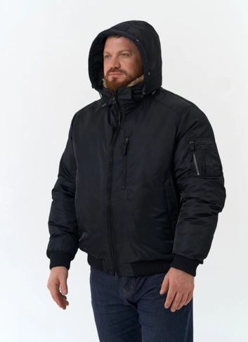Мужская куртка бомбер с капюшоном фото