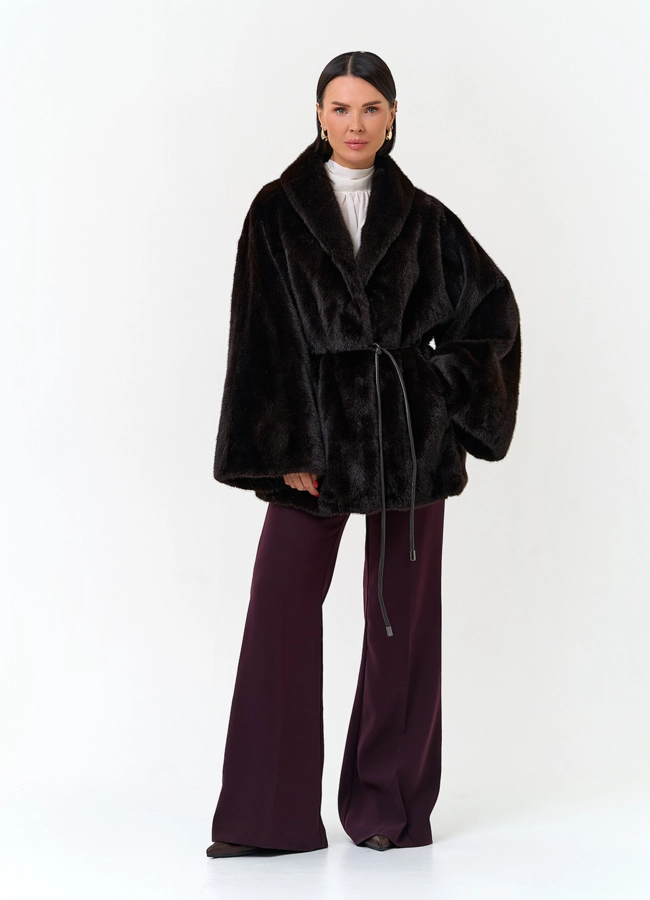 Женское пальто из эко меха модель № 33862 в рассрочку