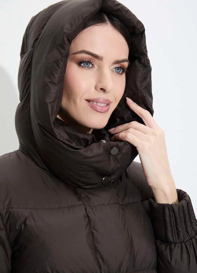 Женский пуховик с капюшоном модель № 33738 в кредит фото