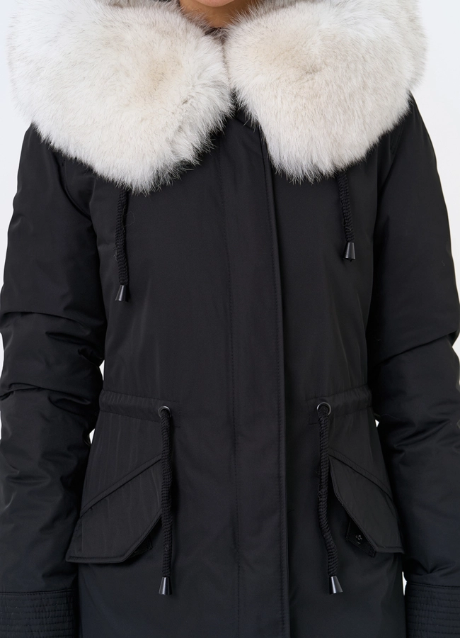 Женская парка с капюшоном из меха песца модель № 31989 универмаг малина