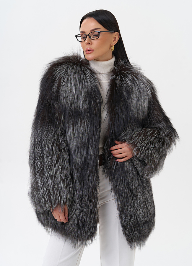 Куртка из чернобурой лисы модель № 29483 меха малина