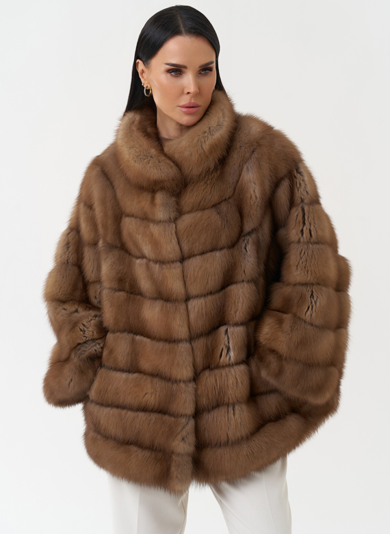 Шуба из куницы с воротником стойка