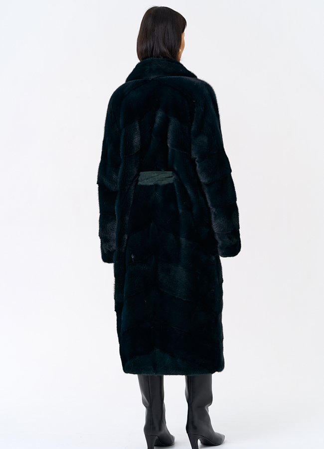 Зеленая шуба из норки модель № 31872 универмаг малина