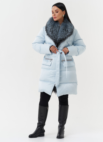 Пуховик с капюшоном из меха лисы