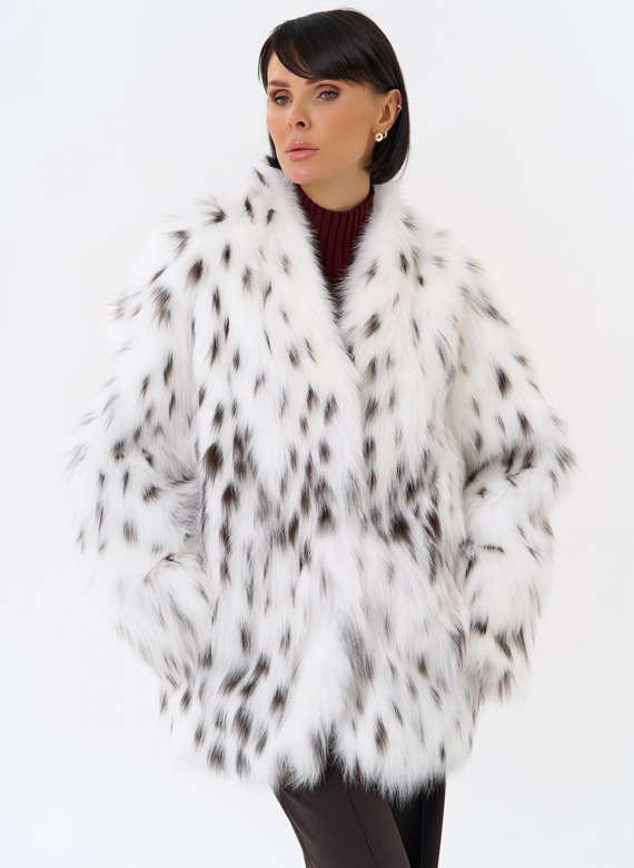 Шуба из лисы с инкрустацией под рысь