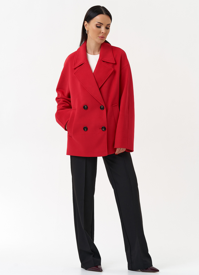 Укороченное двубортное пальто модель № 30087 универмаг малина