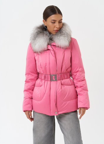 Пуховик с мехом чернобурки