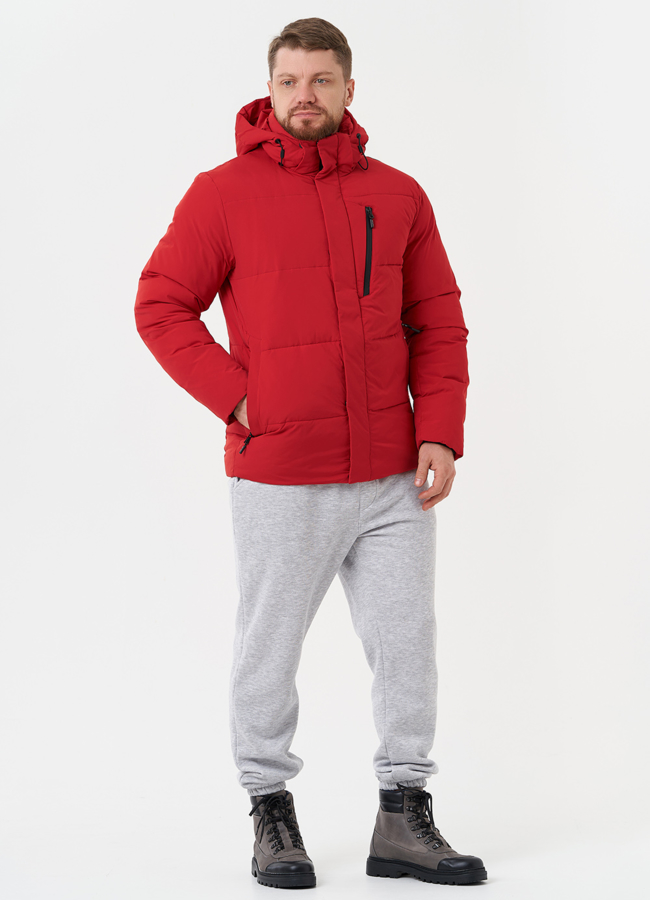 Яркий пуховик с капюшоном модель № 28395 в рассрочку