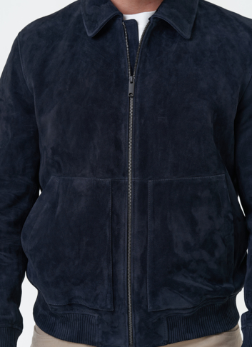 Мужская куртка бомбер из натуральной замши