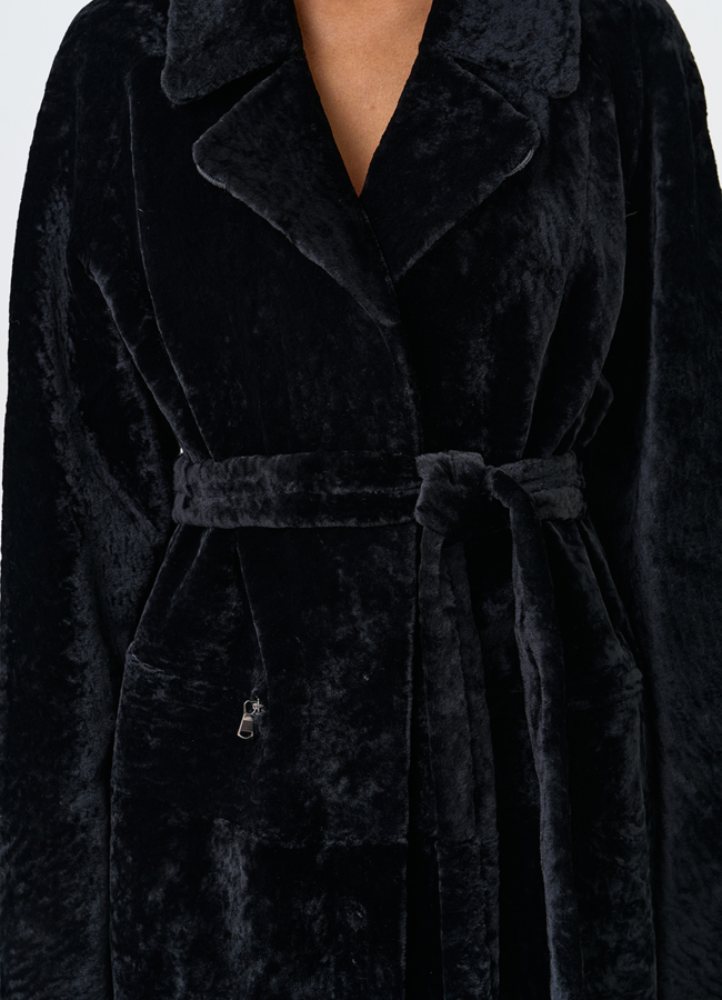 Женская двухсторонняя дубленка с английским воротником модель № 31625 универмаг малина