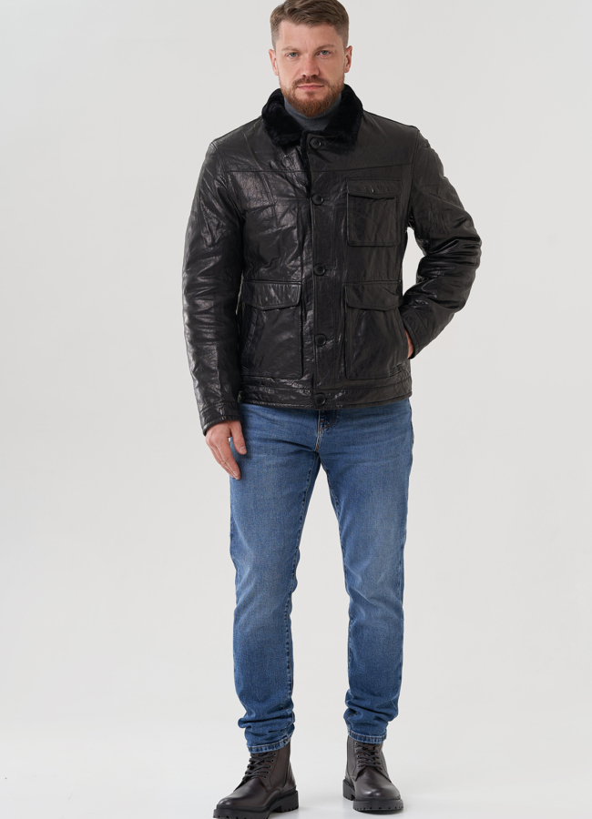 Куртка мужская из натуральной кожи  модель № 82302 в кредит