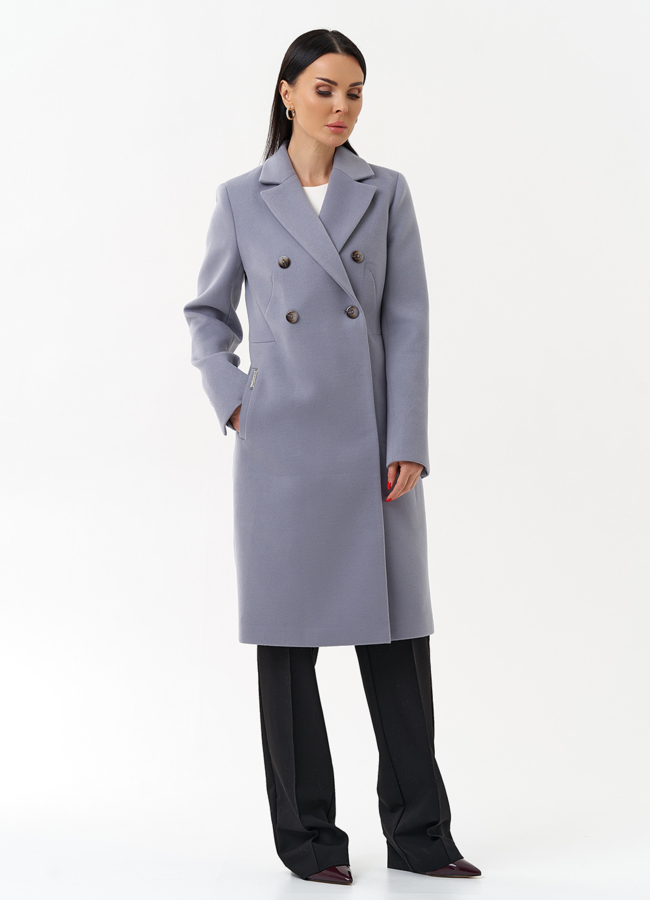 Женское двубортное пальто с поясом модель № 29894 в кредит