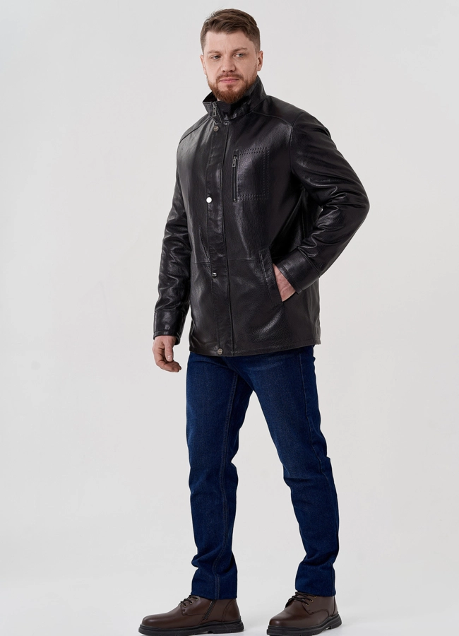 Мужская куртка из натуральной кожи  модель № 24389 в кредит