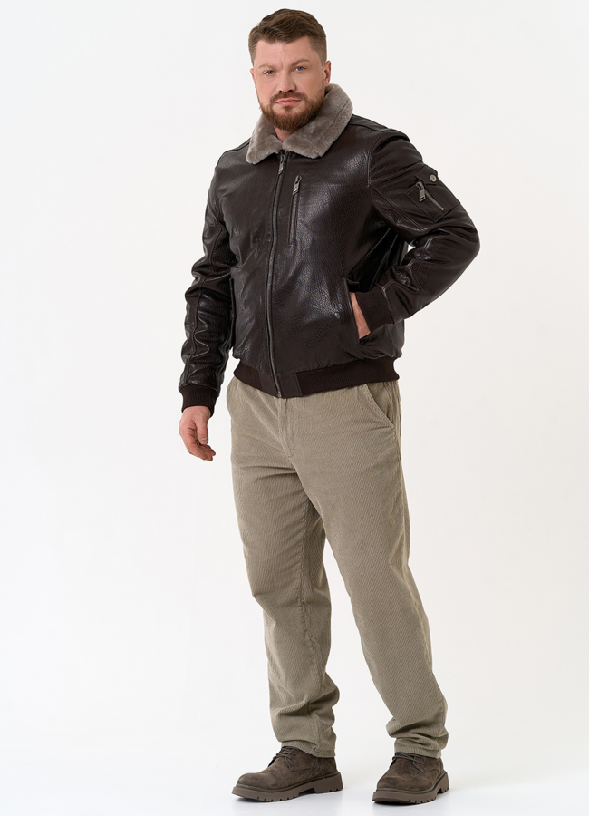 Мужская дубленка коричневого цвета модель № 31793 универмаг малина