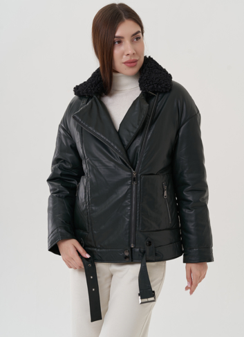 Косуха утепленная из экокожи с отделкой из экомеха